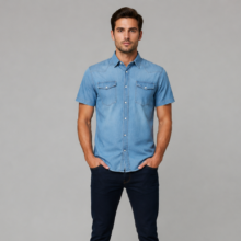 پیراهن مردانه آستین کوتاه جین مدل دو جیب برند Silver Jeans (اورجینال) رنگ آبی کد 302025
