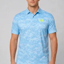 تیشرت مردانه آستین کوتاه ورزشی مدل سه دکمه چیریکی برند Under Armour (اورجینال) رنگ آبی کد 305004