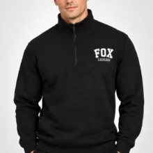 بلوز دورس نیم زیپ مردانه مدل رگولارفیت برند Fox (اورجینال) رنگ مشکی
