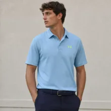 تیشرت مردانه آستین کوتاه ورزشی مدل سه دکمه طرح دار برند Under Armour (اورجینال) رنگ آبی کد 305004