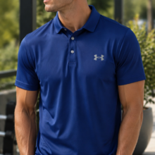 تیشرت مردانه آستین کوتاه ورزشی مدل سه دکمه برند Under Armour (اورجینال) رنگ سرمه ای کد 305004