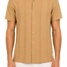 پیراهن آستین کوتاه لینن مدل طرحدار برند Scotch & Soda (اورجینال) رنگ نخودی کد 302012